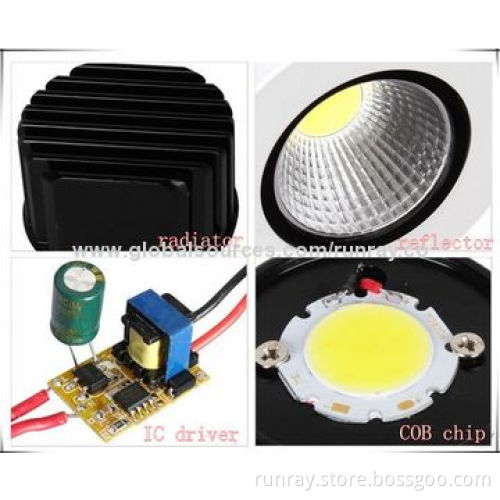 5W COB LED Downlight, 85-265V AC, Bridgelux/Epistar/Epileds LED Chip, 80-110lm/W